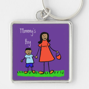 Mummy's Boy Mother and Son Custom Family Keychain