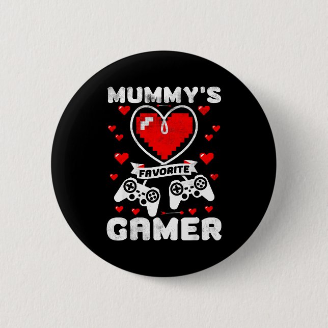 Mummy's Favorite Gamer Funny Boys Kids Valentine's 6 Cm Round Badge (Front)