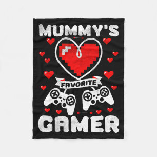 Mummy's Favorite Gamer Funny Boys Kids Valentine's Fleece Blanket