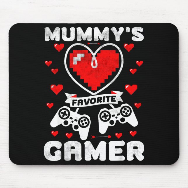 Mummy's Favorite Gamer Funny Boys Kids Valentine's Mouse Mat (Front)