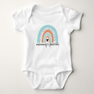 Mummy's Favourite Rainbow Heart Blue Peach Baby Bodysuit