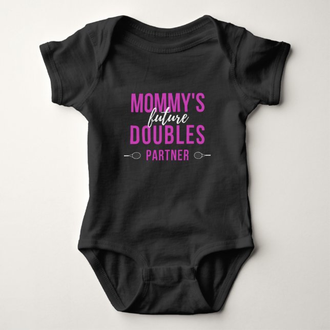 Mummy's Future Doubles Partner Tennis Typography   Baby Bodysuit (Front)