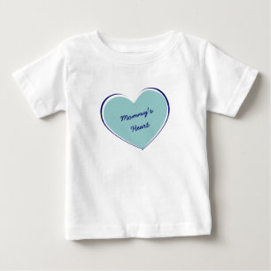 Mummy's Heart Quote Teal Heart Personalised Baby T-Shirt