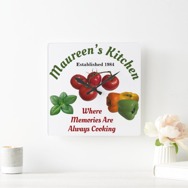 Mummy's Kitchen 'Add Your Name' Square Wall Clock (Home)