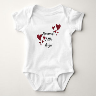 Mummy's Little Angel Bright Red Painted Hearts Baby Bodysuit