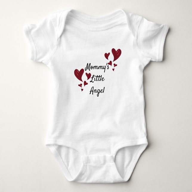 Mummy's Little Angel Bright Red Painted Hearts Baby Bodysuit (Front)