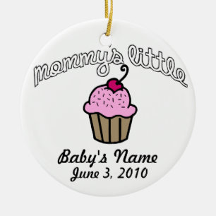 Mummy's Little Cupcake - Pink - Your Name Ceramic Tree Decoration