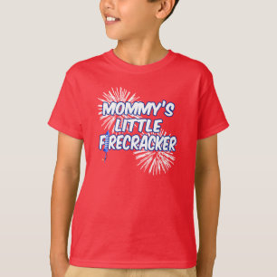 Mummy's Little Firecracker Cute Kids 4th of July T-Shirt