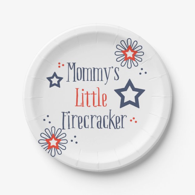 Mummy's Little Firecracker Paper Plate (Front)