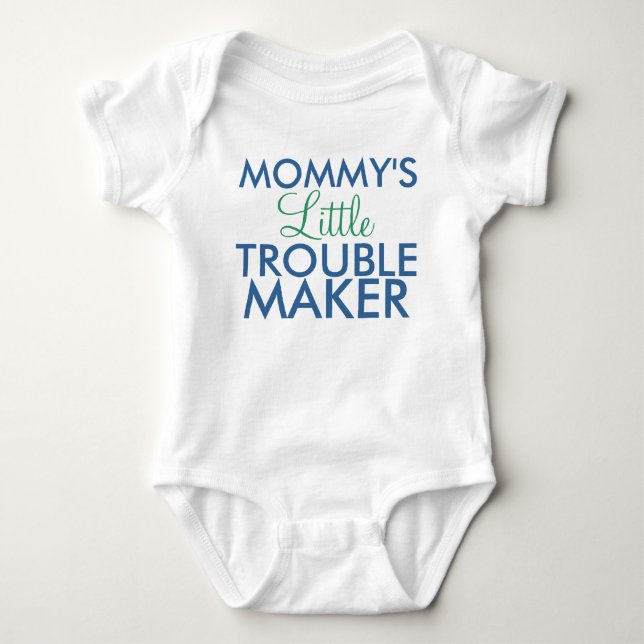 Mummy's Little Trouble Maker Blue Baby Bodysuit (Front)
