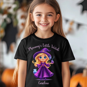 Mummy's Little Witch Halloween Girl Name Tri-Blend Shirt