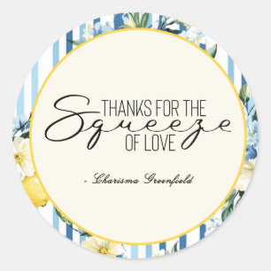 Mummy's Main Squeeze Lemon Blue Boy Baby Shower Classic Round Sticker