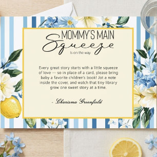  Mummy's Main Squeeze Lemon Blue Boy Baby Shower Enclosure Card