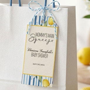 Mummy's Main Squeeze Lemon Blue Boy Baby Shower  Gift Tags