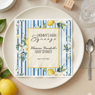 Mummy's Main Squeeze Lemon Blue Boy Baby Shower Napkin