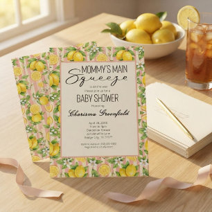 Mummy's Main Squeeze Lemon Pink Girl Baby Shower Invitation