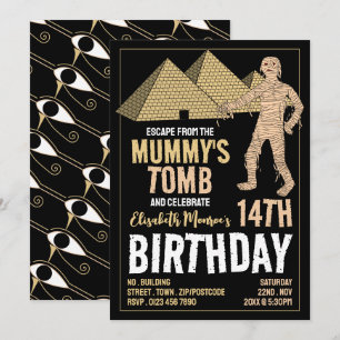 Mummy's Tomb Theme, Escape Room Birthday Party Invitation