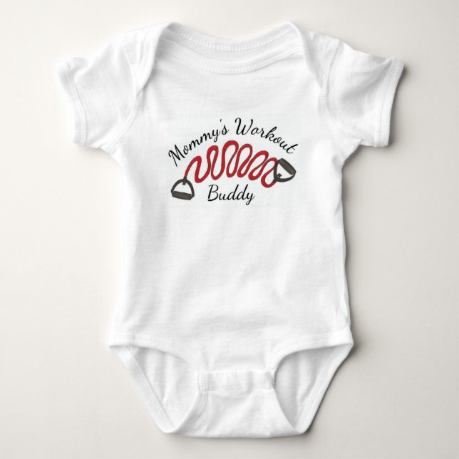 Mummy's Workout Buddy Exercise Resistance Band Baby Bodysuit (Front)