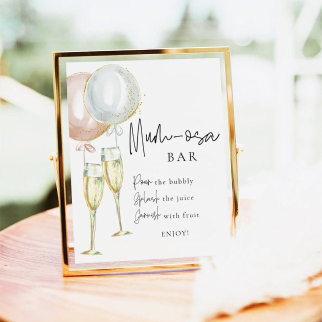 Mumosa Bar Pink & Blue Balloon Gender Reveal sign (Creator Uploaded)