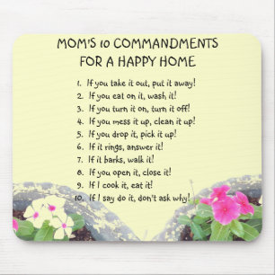 Mum's 10 Commandments Mouse Pad