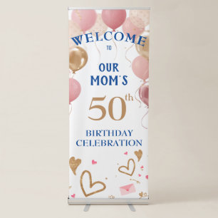 Mum's 50th Birthday Party Celebration Retractable Banner