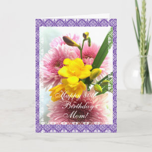 Mum's 80th birthday freesias change age) card