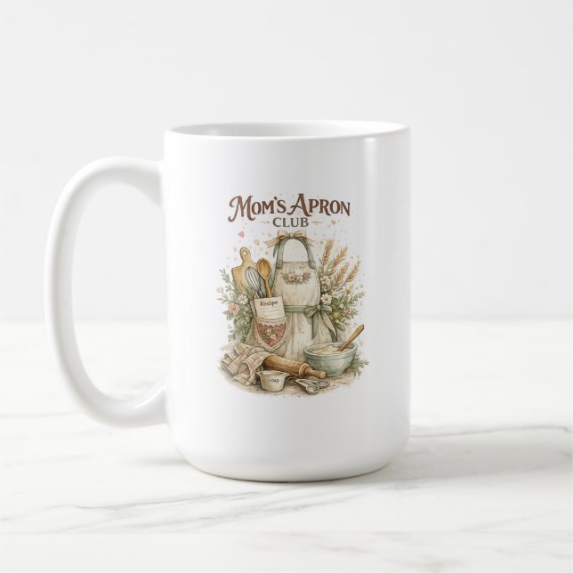 Mum's Apron Club Vintage Kitchen design  Coffee Mug (Left)