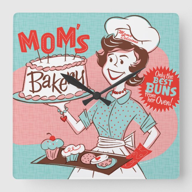 Mum's Bakery Retro Wall Clock (Front)