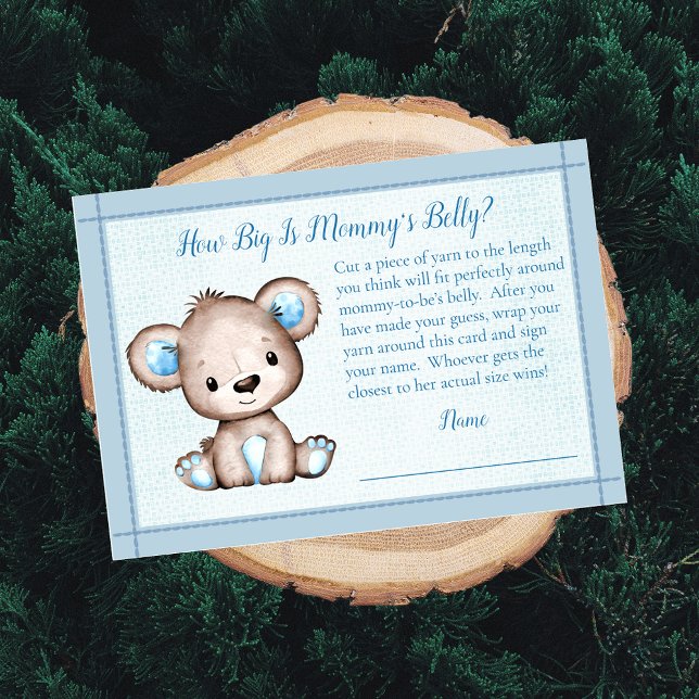 Mum's Belly Size Cute Brown Bear Baby Shower Game Enclosure Card (Creator Uploaded)