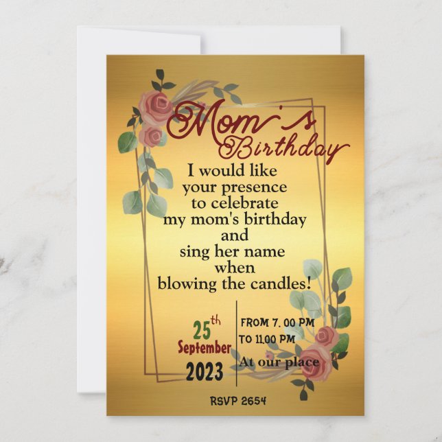  mum's birthday Invitation (Front)