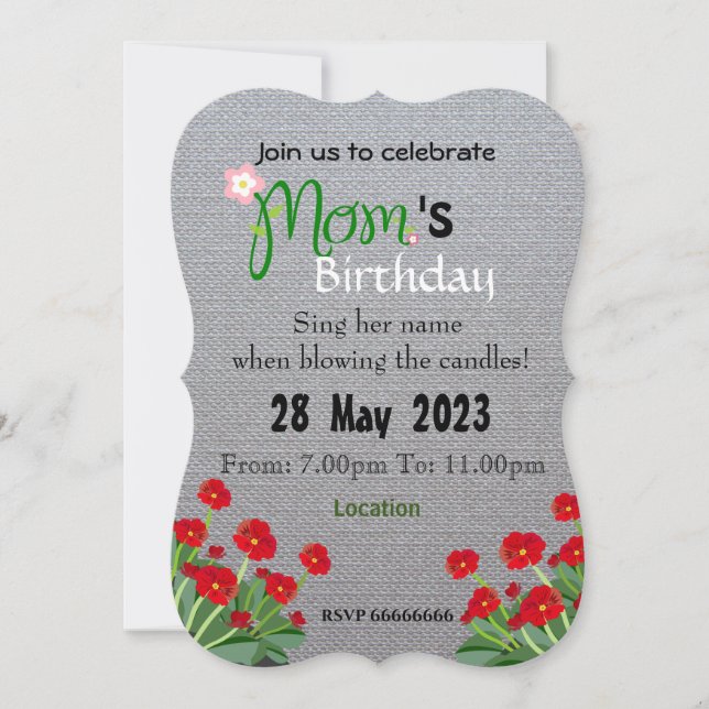 Mum's birthday invitation (Front)