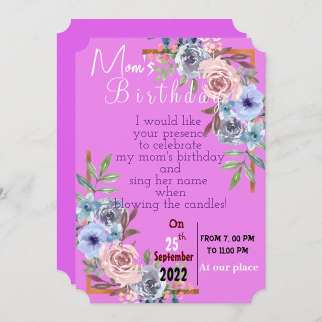 Mum's birthday invitation (Front/Back)
