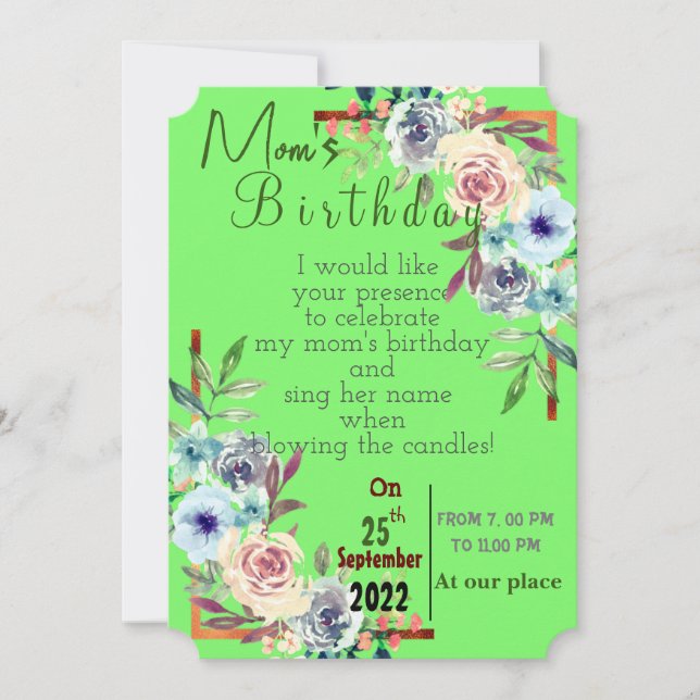 Mum's birthday invitation (Front)
