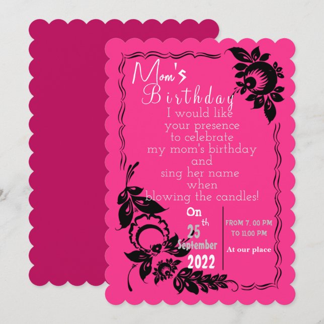 Mum's birthday invitation (Front/Back)