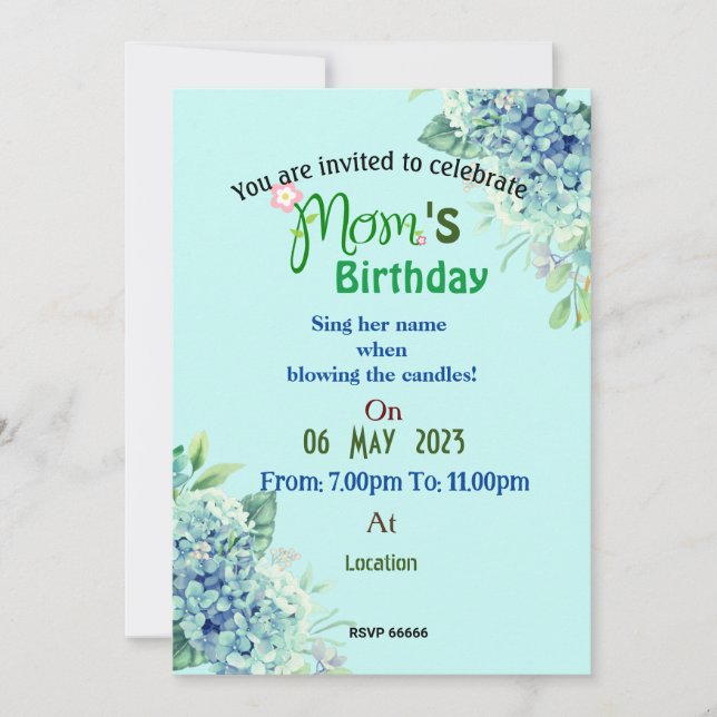 Mum's birthday invitation (Front)
