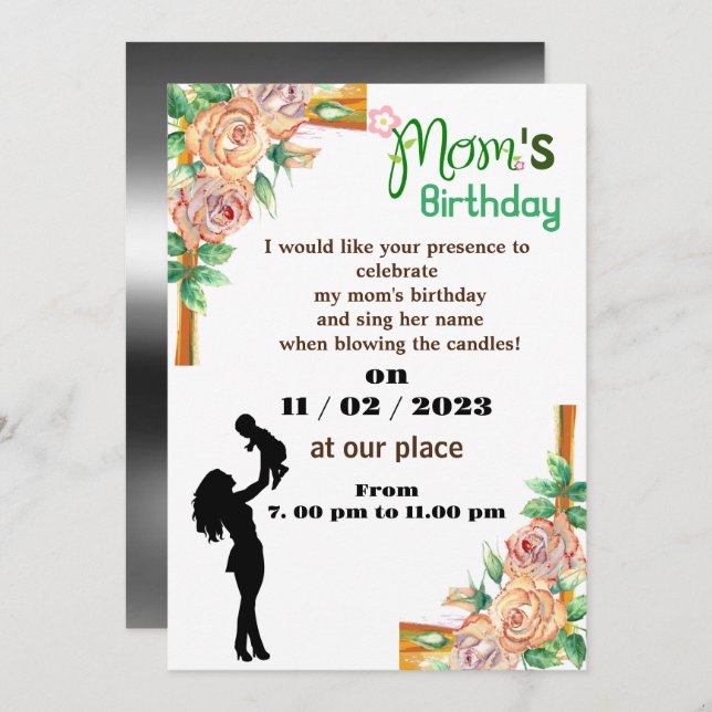mum's birthday Invitation (Front/Back)
