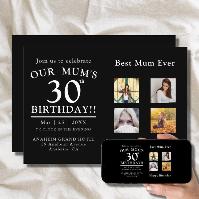 Mum's Birthday Party Photo Collage Invitation (Creator Uploaded)