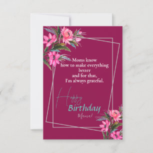 Mum's birthday Pink Flower Card