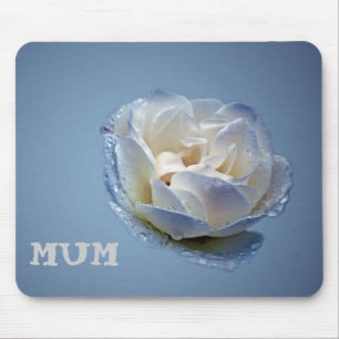 Mums Blue And White Rose Mouse Mat