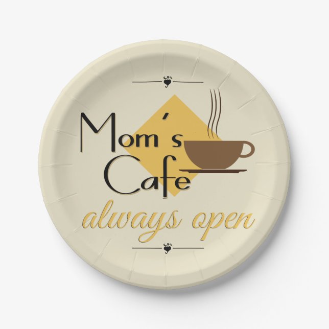 Mum's Cafe Always Open Paper Plate (Front)