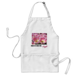 Mum's Cafe apron Pink Floral Tulip Flowers Baking
