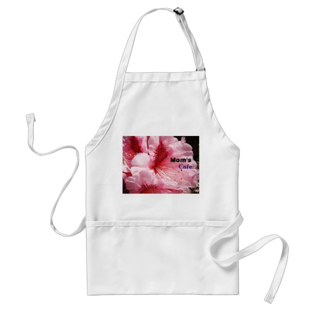 Mum's Cafe apron Pink Rhododendron Flowers (Front)