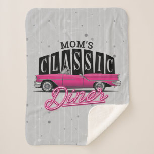 Mum's Diner Custom Name Faux Neon 50's Classic Car Sherpa Blanket
