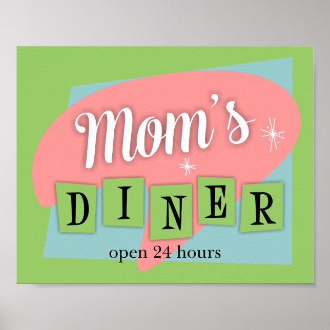 Mum's Diner Custom Retro Kitchen Print (Front)