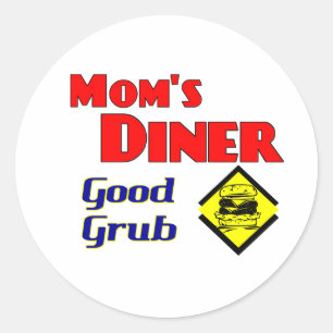 Mum's Diner Good Grub Retro Restaurant Classic Round Sticker