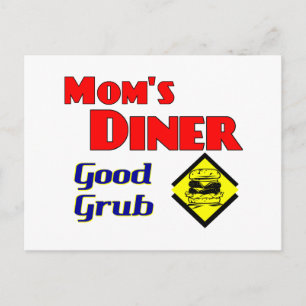 Mum's Diner Good Grub Retro Restaurant Postcard