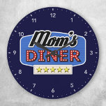 Mum's Diner - Kitchen Wall Clock<br><div class="desc">Every home needs Mum's Diner in the kitchen. This funny wall clock celebrates mum's home cooking,  and makes a great gift for any occasion. Shown with a dark blue background. This can be easily customised to suit the decor of your kitchen.</div>