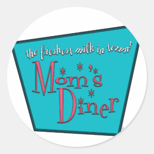 Mum's Diner Retro Pro-Breastfeeding Design Classic Round Sticker