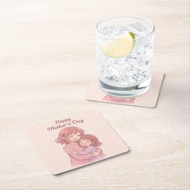 Mum's Favourite Colour Mother's Day Card Square Paper Coaster (Insitu)