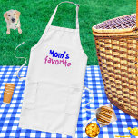 "Mum's favourite" Funny Quote With Blue Pink Text Long Apron<br><div class="desc">A humourous sibling quote on a stylish long apron that's sure to be remembered! A crisp white apron with stylish blue and pink text reading, "Mum's favourite." It's a cute sibling outfit that's sure to bring some smiles! Now THIS is how to handle sibling rivalry with humour. It would be...</div>
